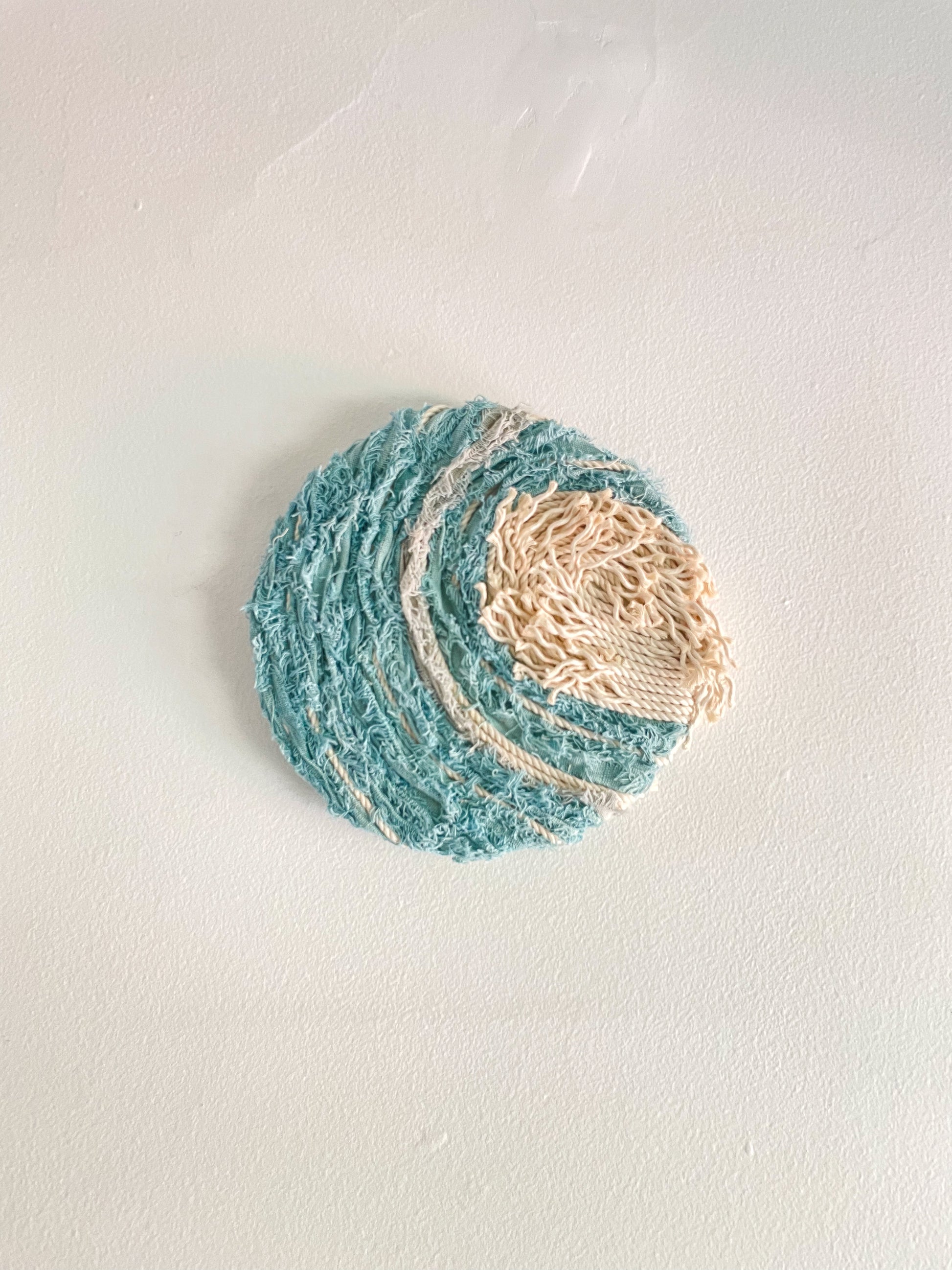 Modern textile art on canvas called Wave - Mini