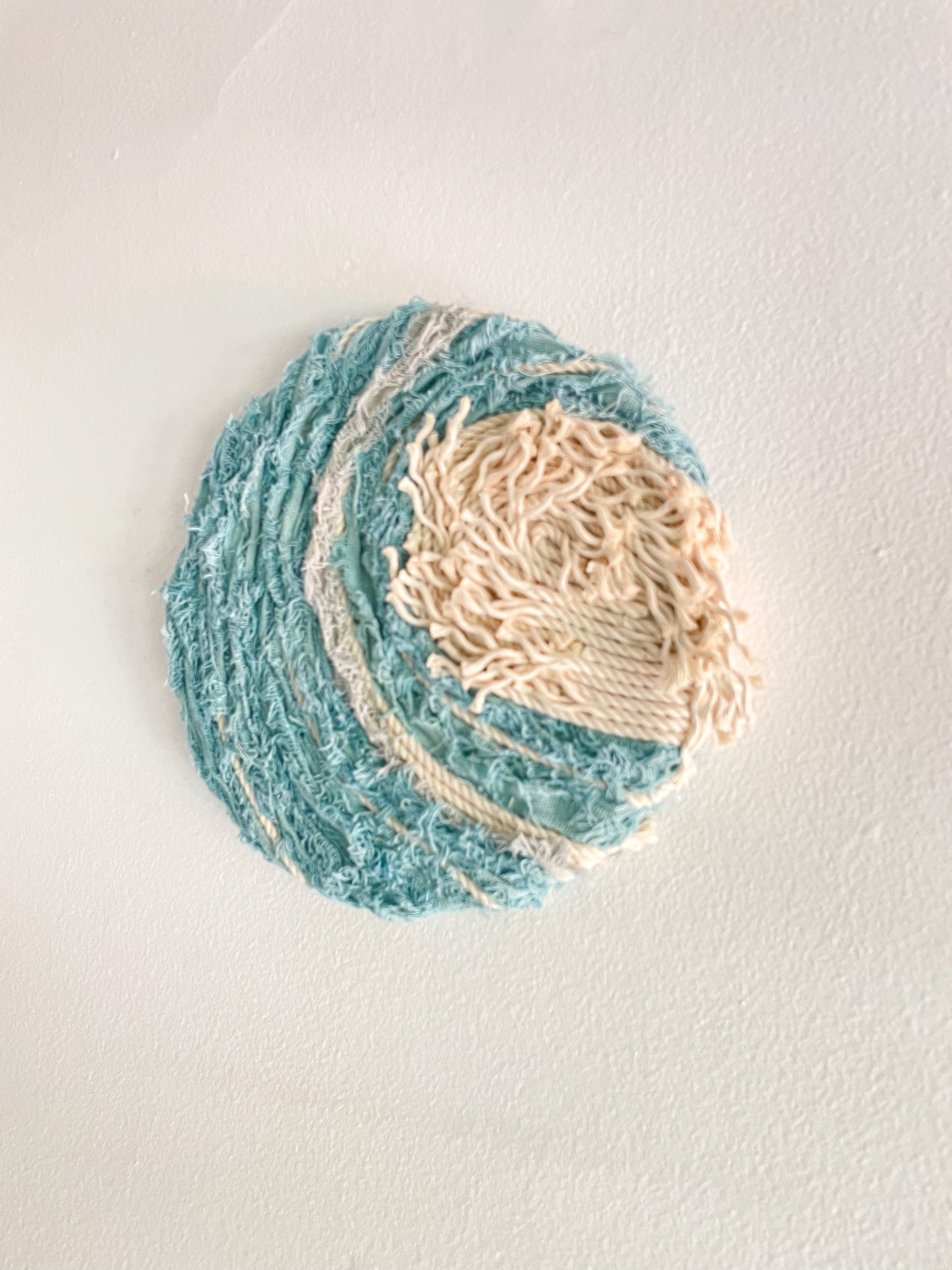 Modern textile art on canvas called Wave - Mini