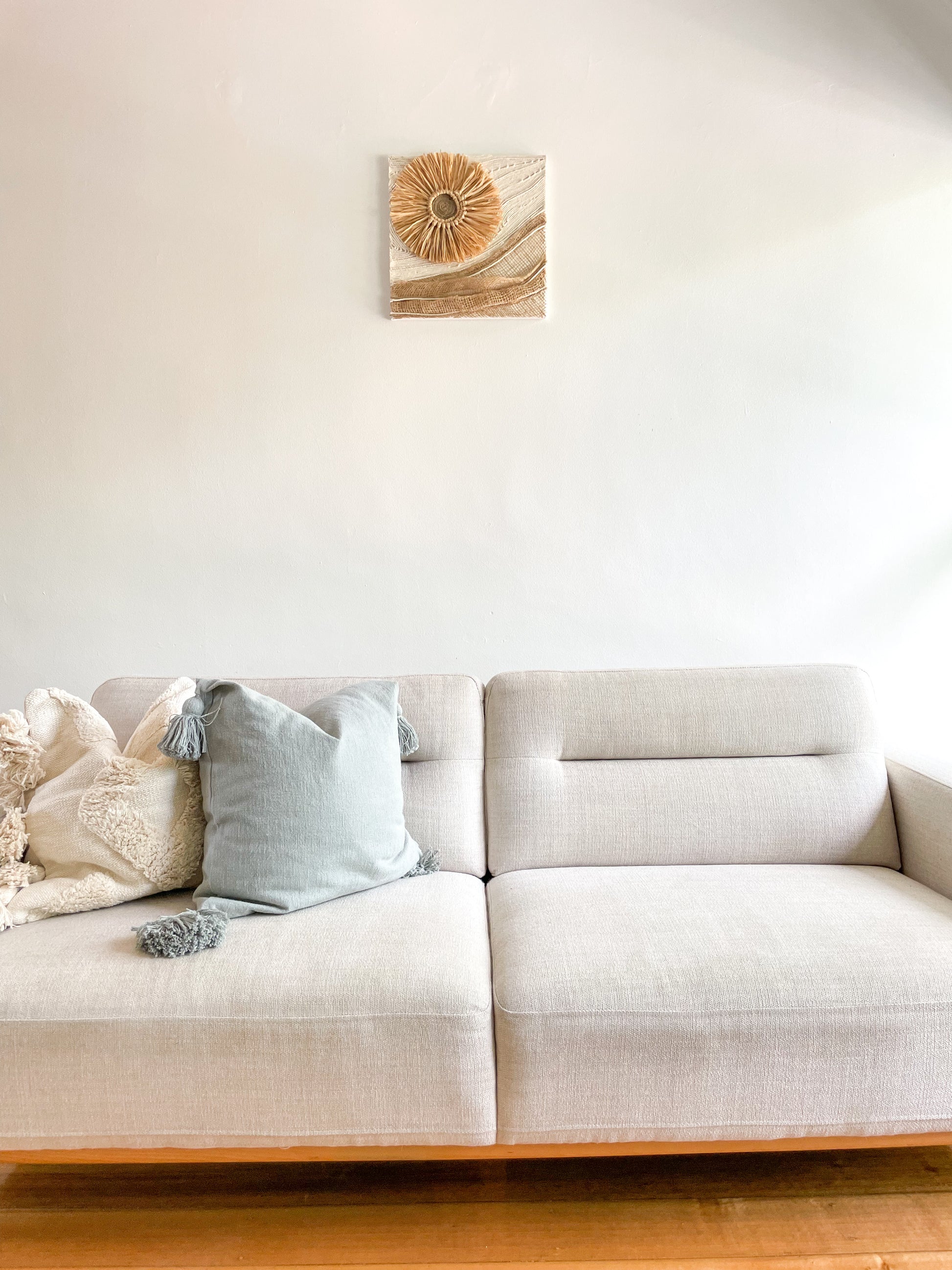 Rustic Beauty modern art on canvas hanged on a wall above a sofa