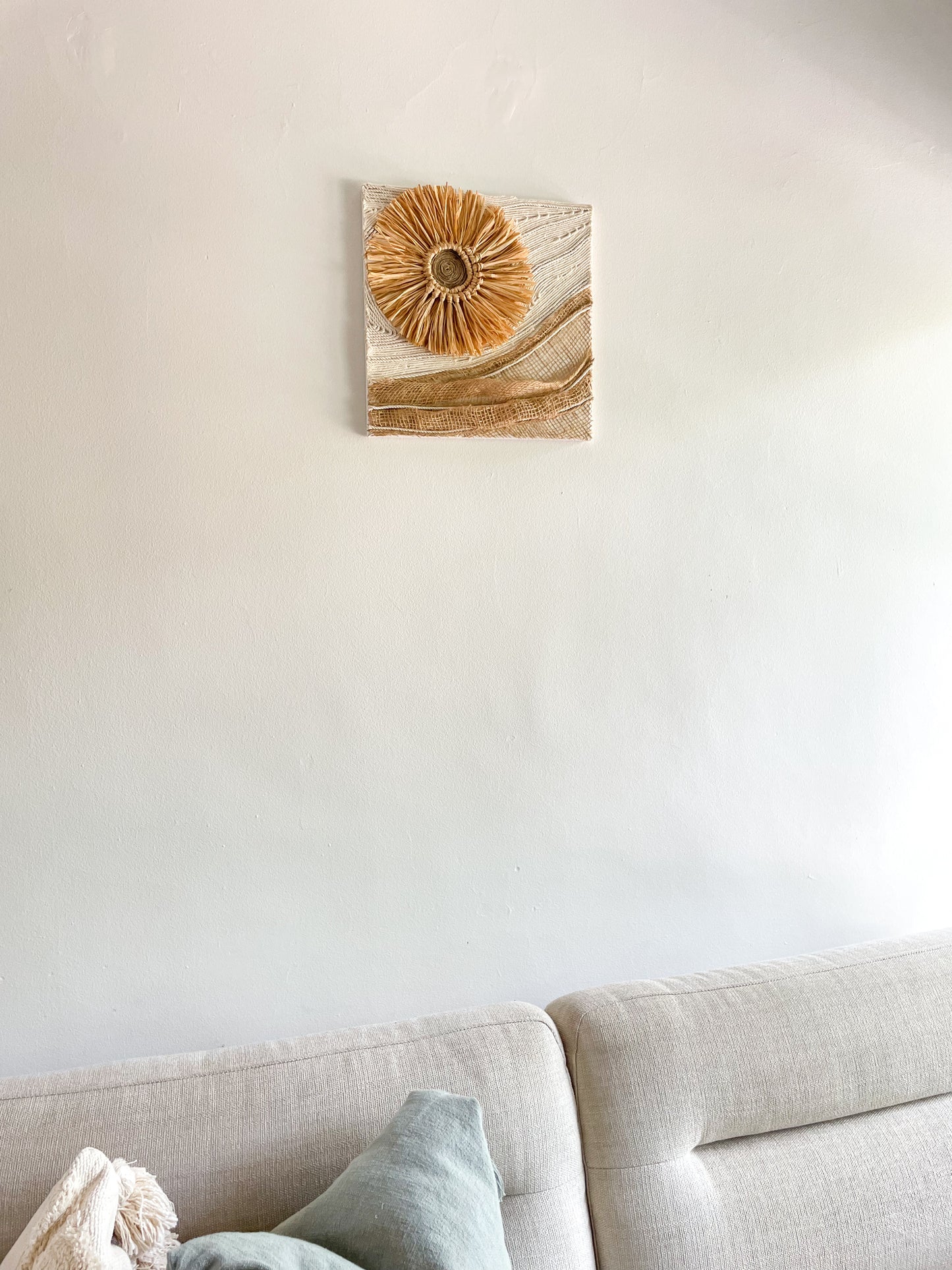 Rustic Beauty modern art on canvas hanged on a wall above a sofa