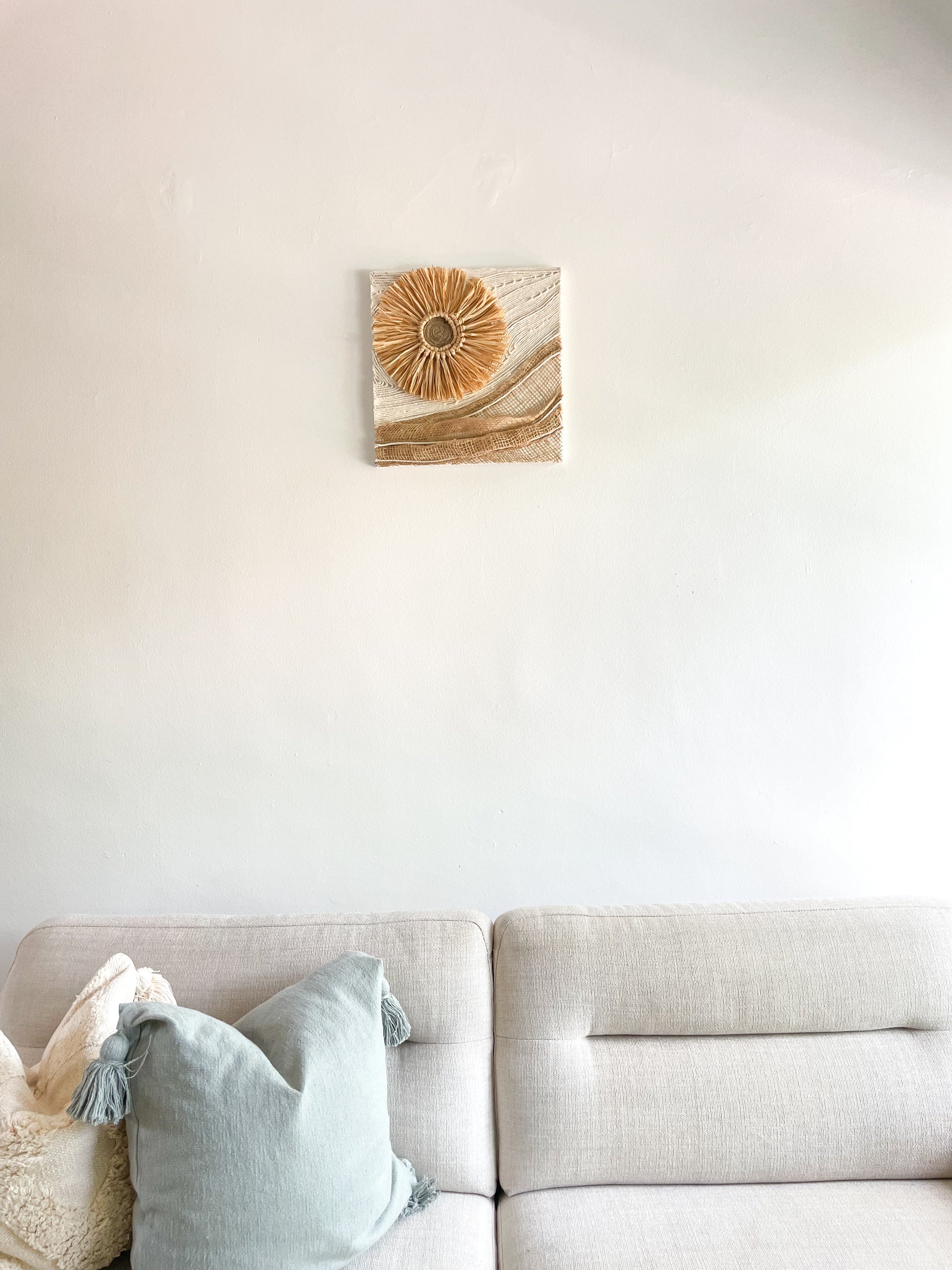 Rustic Beauty modern art on canvas hanged on a wall above a sofa